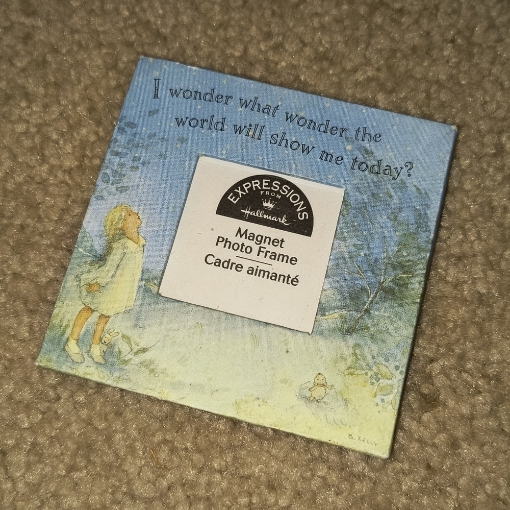 Expressions Magnet Photo Frame Cute Blue Girl Home Decor - Blue and Green